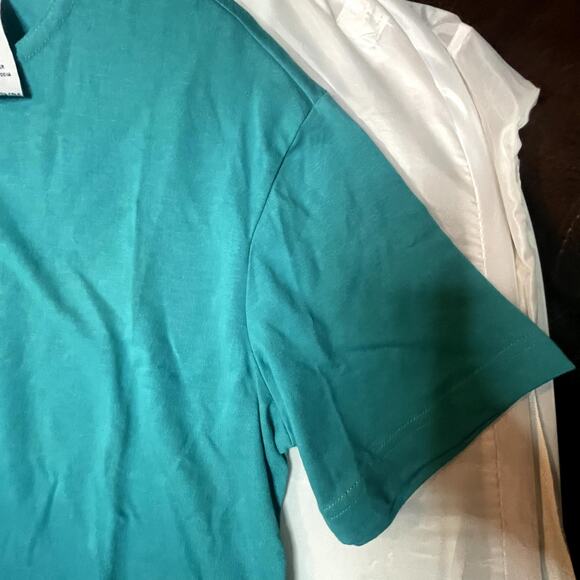 Basic Editions Plus Size XL Aqua top Women Blouse short sleeve - Picture 4 of 7